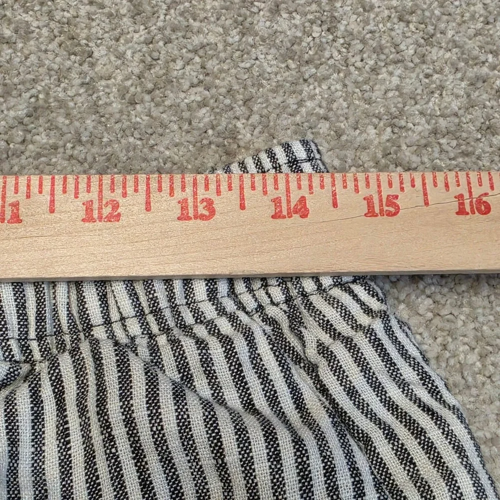 Reformation Ava Cropped Wide Leg Pants 100% Linen Striped Black White Medium